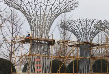 烤漆遮陽樹雕塑制造商，室外軟裝，鏤空遮陽樹雕塑制作