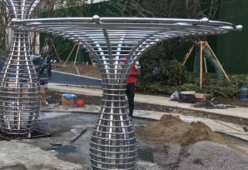 遮陽樹雕塑，彩鋼制作，景觀鏤空遮陽樹雕塑優價
