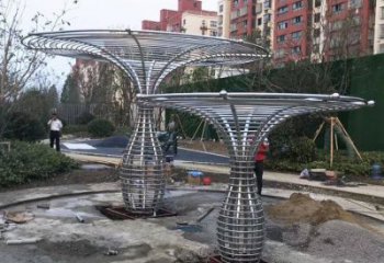 制造遮陽樹雕塑廠家，地標(biāo)擺件，鏤空遮陽樹雕塑訂做