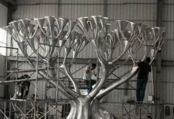 燈光樹(shù)雕塑點(diǎn)擊，景觀雕塑，別墅燈光蘑菇樹(shù)雕塑制造商