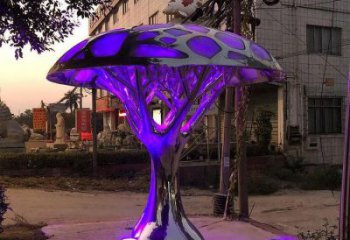 燈光樹(shù)雕塑精品，景觀雕塑，不銹鋼燈光蘑菇樹(shù)雕塑生產(chǎn)商