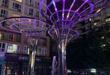 燈光樹雕塑選用，廣場雕塑，燈光蘑菇樹雕塑異型廠家