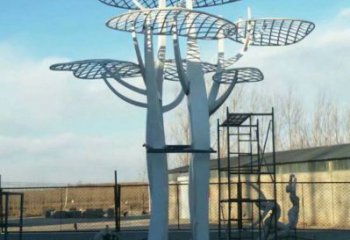 蘑菇樹雕塑承接，景區案例，幾何鏤空蘑菇樹雕塑承接