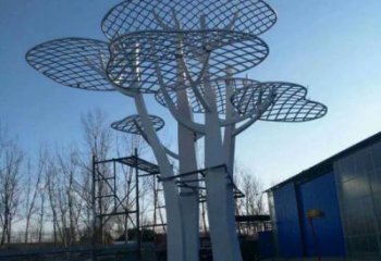 蘑菇樹雕塑加工，美陳雕塑，廣場鏤空蘑菇樹雕塑預定