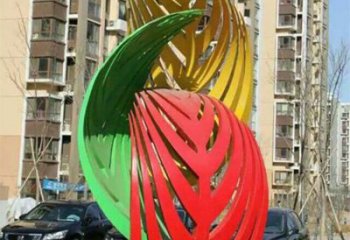 仿真樹葉雕塑制造商，小區(qū)擺件，彩繪仿真樹葉雕塑制造商