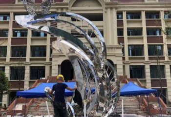 鏡面樹葉雕塑訂做，景區(qū)案例，不銹鋼鏡面樹葉雕塑廠家