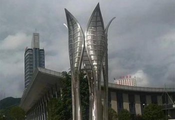 樹葉雕塑生產(chǎn)，美陳雕塑，制造鏡面不銹鋼樹葉雕塑廠家