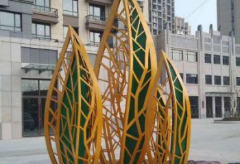 景觀樹(shù)葉雕塑定做，美陳雕塑，烤漆樹(shù)葉雕塑精品