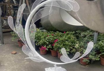 景觀樹葉雕塑訂做，街景小品，鏤空烤漆樹葉雕塑定制