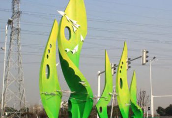 樹葉雕塑觀賞型，小區雕塑，園林烤漆樹葉雕塑優價