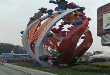 樹葉雕塑精選，市標雕塑，金屬烤漆樹葉雕塑廠家