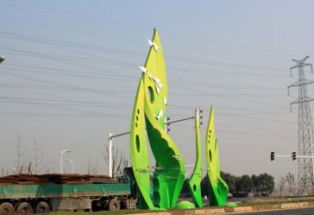 樹(shù)葉雕塑選用，建筑標(biāo)識(shí)雕塑，烤漆樹(shù)葉雕塑廠家