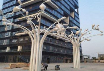 風(fēng)鈴樹雕塑定做，廣場(chǎng)系列，不銹鋼風(fēng)鈴樹雕塑制作