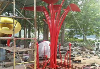 花樹雕塑定做，公園小品，烤漆不銹鋼花樹雕塑定價