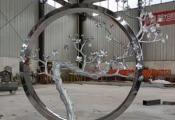 梅花樹雕塑制造，城區小品，不銹鋼梅花樹雕塑提供