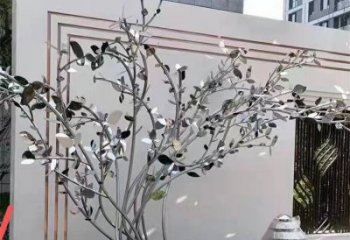 楓樹雕塑優選,白鋼構件,不銹鋼楓樹雕塑工程