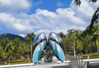 四葉草雕塑廠家，景區(qū)案例，不銹鋼四葉草雕塑常用