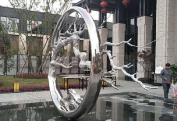 圓環(huán)樹雕塑定制，市標(biāo)雕塑，不銹鋼圓環(huán)樹雕塑定做