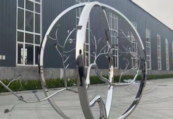 圓環樹雕塑優選，陸地擺件，不銹鋼圓環樹雕塑供應