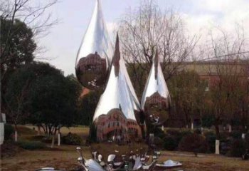 水滴雕塑供應(yīng)，花園小品，戶外不銹鋼水滴雕塑展品