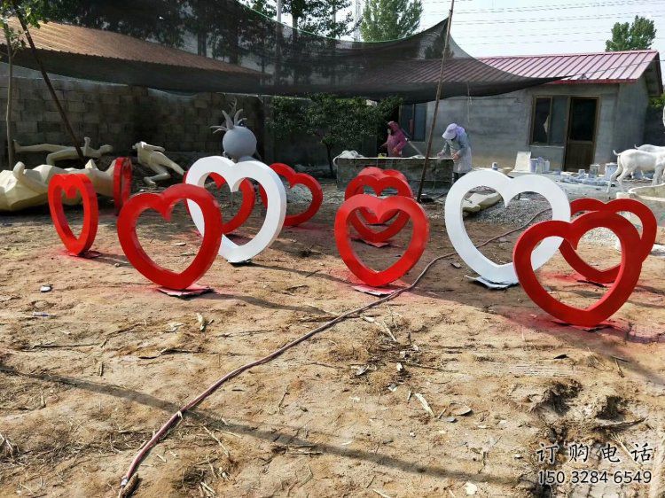 愛心雕塑提供，露天雕塑，烤漆愛心雕塑生產承接