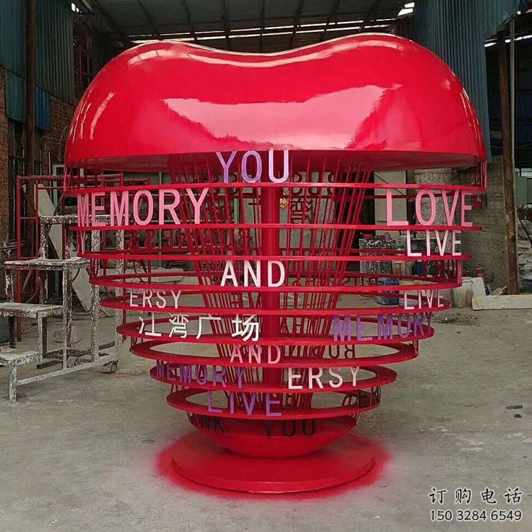 烤漆心形球雕塑制造商，室外軟裝，烤漆心形球雕塑承接