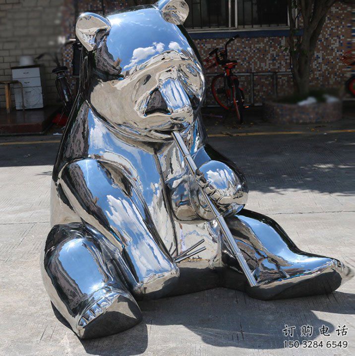 熊貓雕塑服務(wù)商，景觀雕塑，不銹鋼熊貓雕塑選定