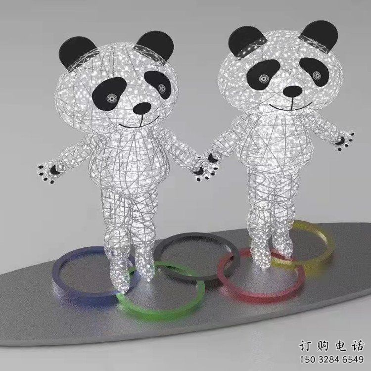 熊貓雕塑工程選用，美陳雕塑，鏤空熊貓雕塑生產(chǎn)