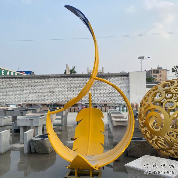 廣場羽毛雕塑供求，露天雕塑，不銹鋼烤漆羽毛雕塑標準