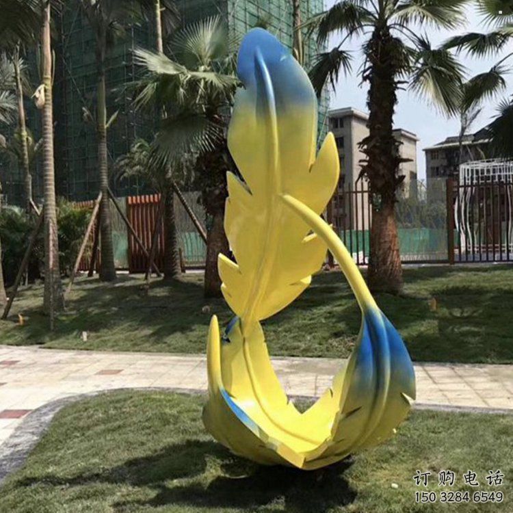 羽毛雕塑承接，景區(qū)案例，公園烤漆羽毛雕塑定制