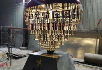 制造心形球雕塑定價(jià)，地標(biāo)擺件，烤漆不銹鋼心形球雕塑精選