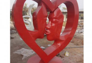 愛心雕塑展品，彩鋼制作，酒店烤漆愛心雕塑精品