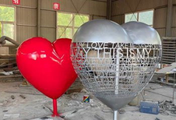 心形球雕塑擺件制造，酒店擺件，不銹鋼烤漆心形球雕塑選定