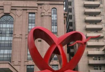 大型雙心雕塑公司制作，花園小品，不銹鋼雙心雕塑提供