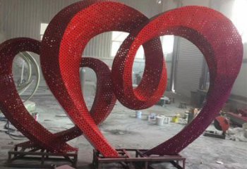 鏤空雙心雕塑制造商，校園雕塑，不銹鋼雙心雕塑供給