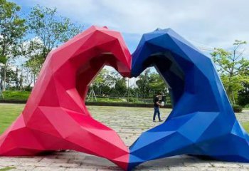 桃心雕塑供求，白鋼構件，彩色不銹鋼桃心雕塑觀賞型