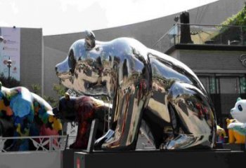 廣場熊貓雕塑供求，露天雕塑，鏡面不銹鋼熊貓雕塑標(biāo)準(zhǔn)