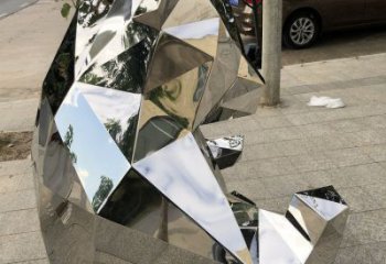 熊貓雕塑指用，景觀雕塑，鏡面不銹鋼熊貓雕塑點擊