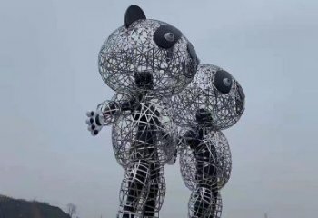 鏤空熊貓雕塑制造商，廣場雕塑，鏤空熊貓雕塑廠家