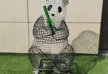 熊貓雕塑常用，公園小品，鏤空熊貓雕塑生產(chǎn)商