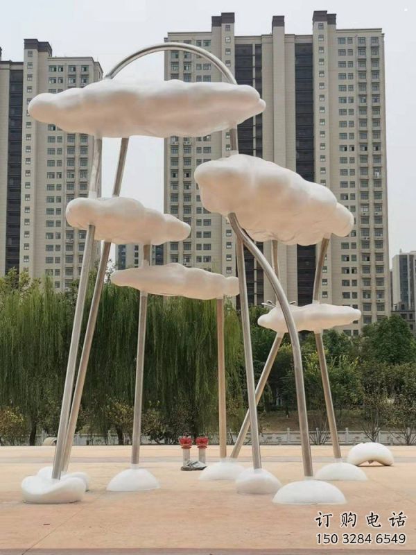 云朵雕塑服務(wù)商，創(chuàng)意雕塑，鏤空云朵雕塑訂做