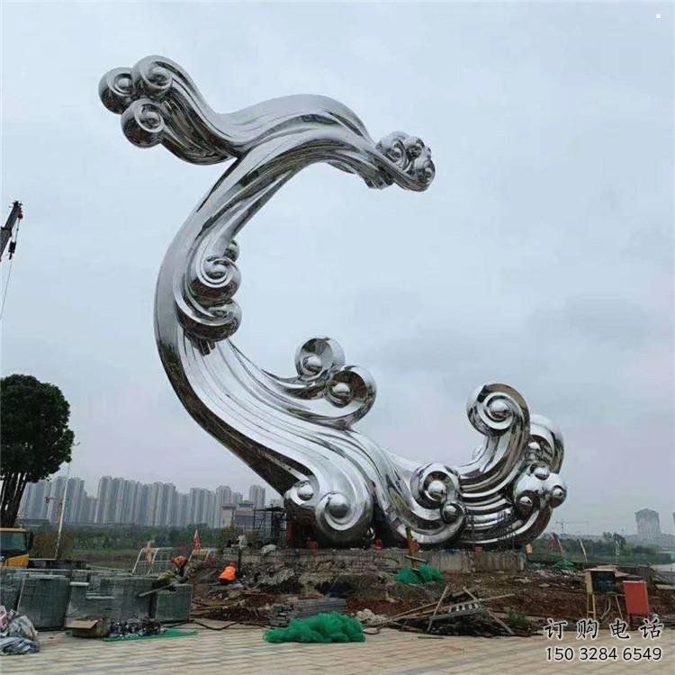 祥云雕塑批發，拉絲工藝，不銹鋼祥云雕塑承接