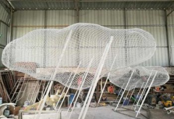 鏤空云朵雕塑，編織工藝制作，金屬景觀雕塑