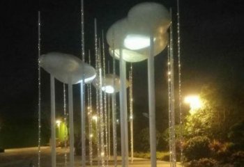 街道云朵雕塑，鍛造景觀雕塑，燈光效果