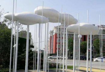 室內云朵雕塑，拉絲景觀雕塑，抽象效果