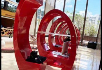 膠卷坐凳雕塑，螺旋藝術形態，螺旋坐凳雕塑制作