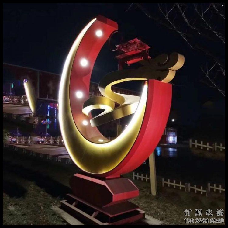 月亮雕塑觀賞型，街景小品，鏤空月亮雕塑主題常用