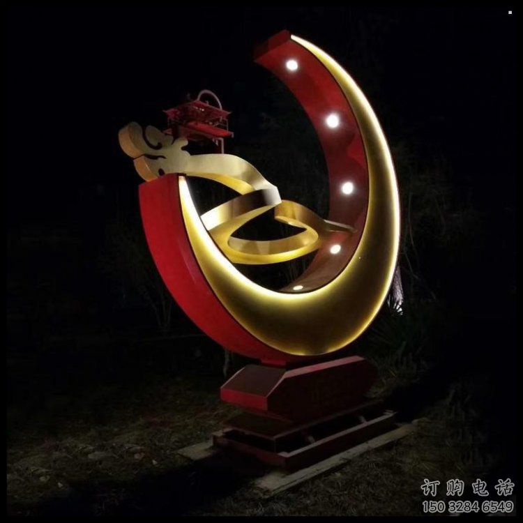 月亮雕塑制造，街景小品，景觀鏤空月亮雕塑優價