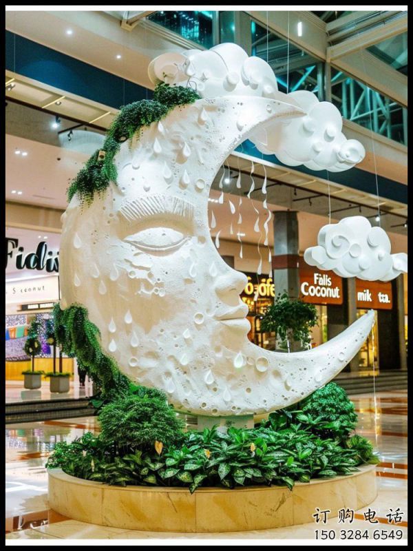 月亮雕塑展品，彩鋼制作，酒店不銹鋼月亮雕塑精品