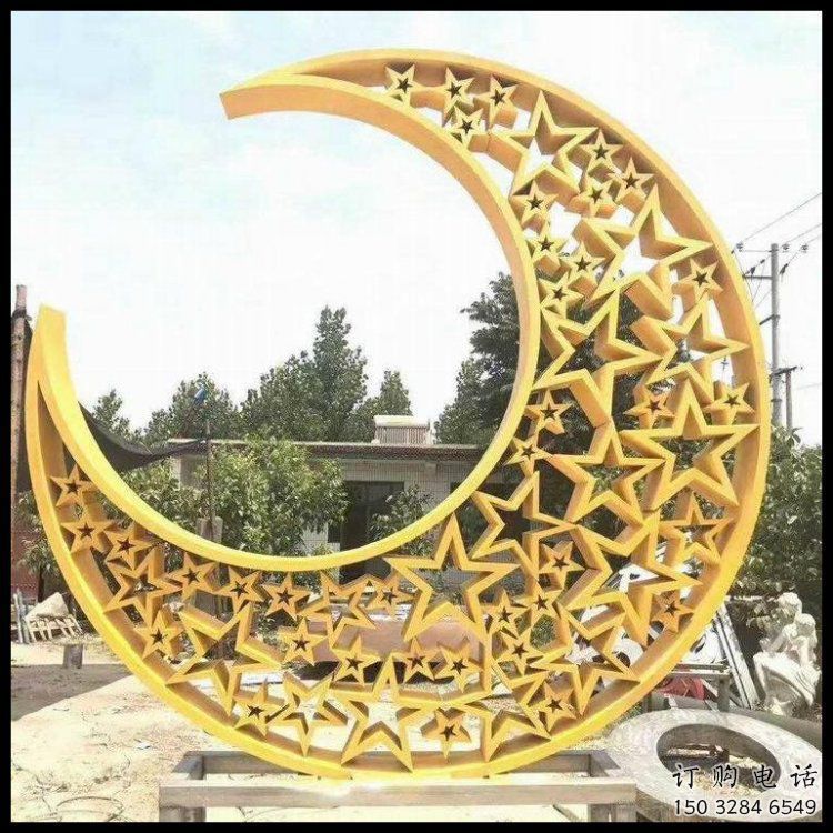 月亮船擺件制造，酒店擺件，景觀不銹鋼月亮船雕塑選定